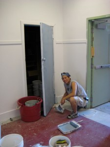 Me painting some doors at school in the Lower Ninth Ward.