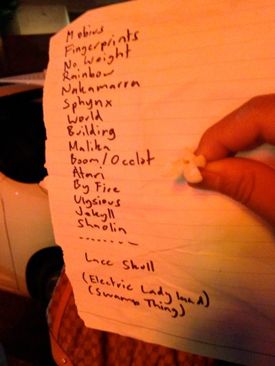 The set list that magically disappeared...